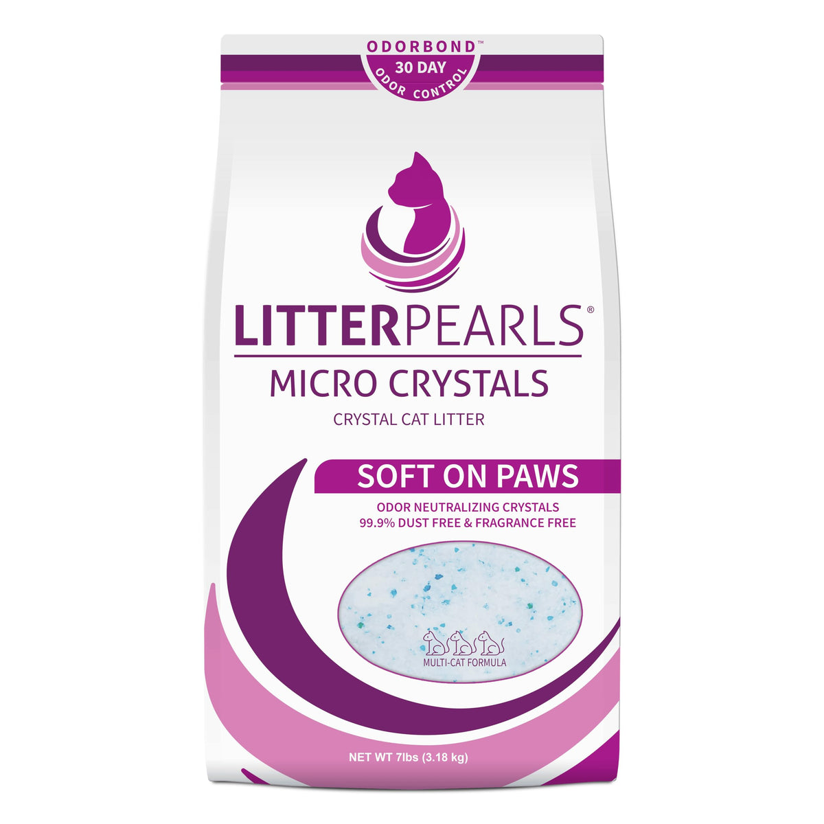 Litter Pearls cristales micro blancos, 7 lb, experiencia suave para las patas y absorción eficiente.