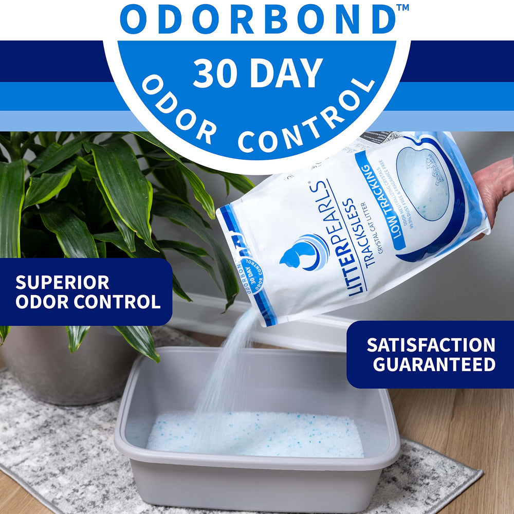 Litter Pearls Odorbond ofrece control de olores al contacto en este producto