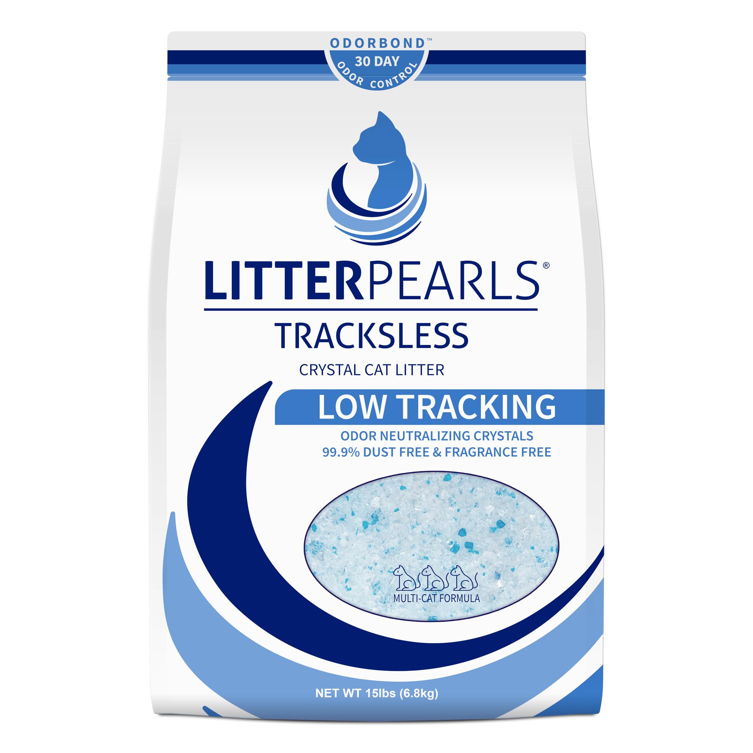 Litter Pearls Tracksless, cristales sin rastro para una caja de arena más limpia.