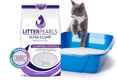 Litter Pearls Ultra Clump, etiqueta Odorbond resaltando control de olores.