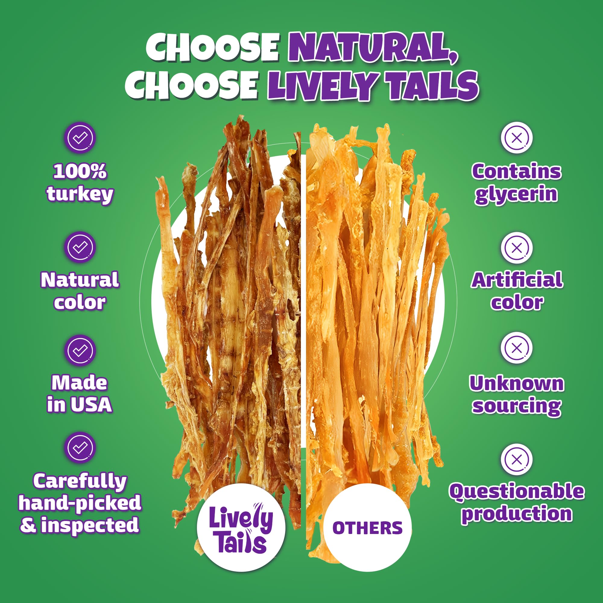 Lively Tails: bolsa de 12 oz de tendones de pavo, snack conveniente.