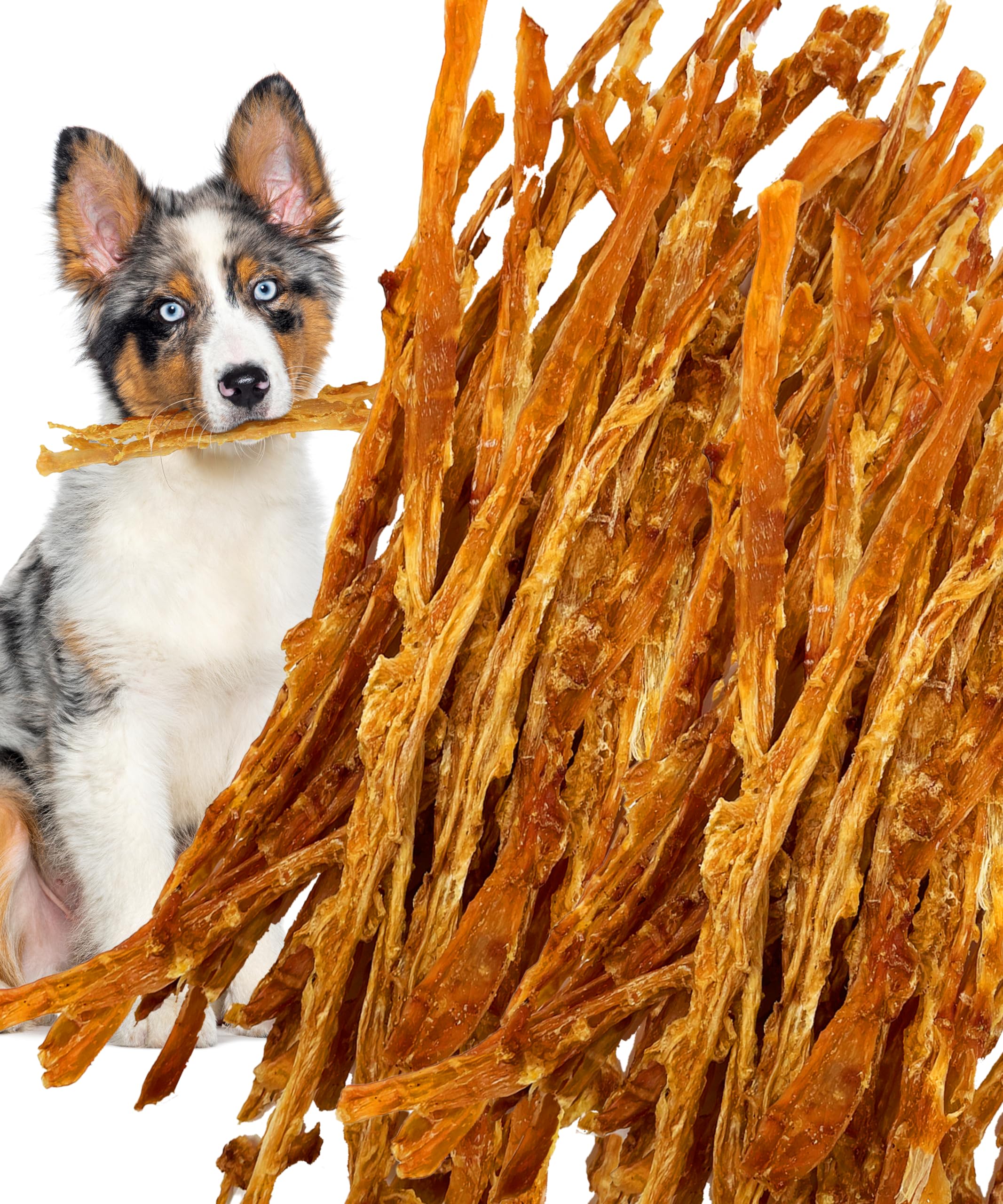 Lively Tails: tendones de pavo frente a la bolsa, snack natural para perros.