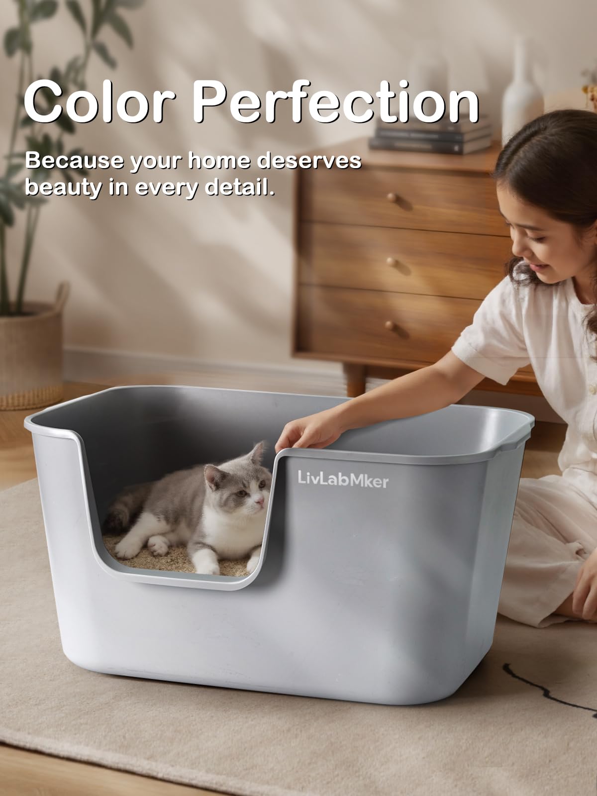 LivLab Mker caja para gatos con entrada frontal baja facilita acceso
