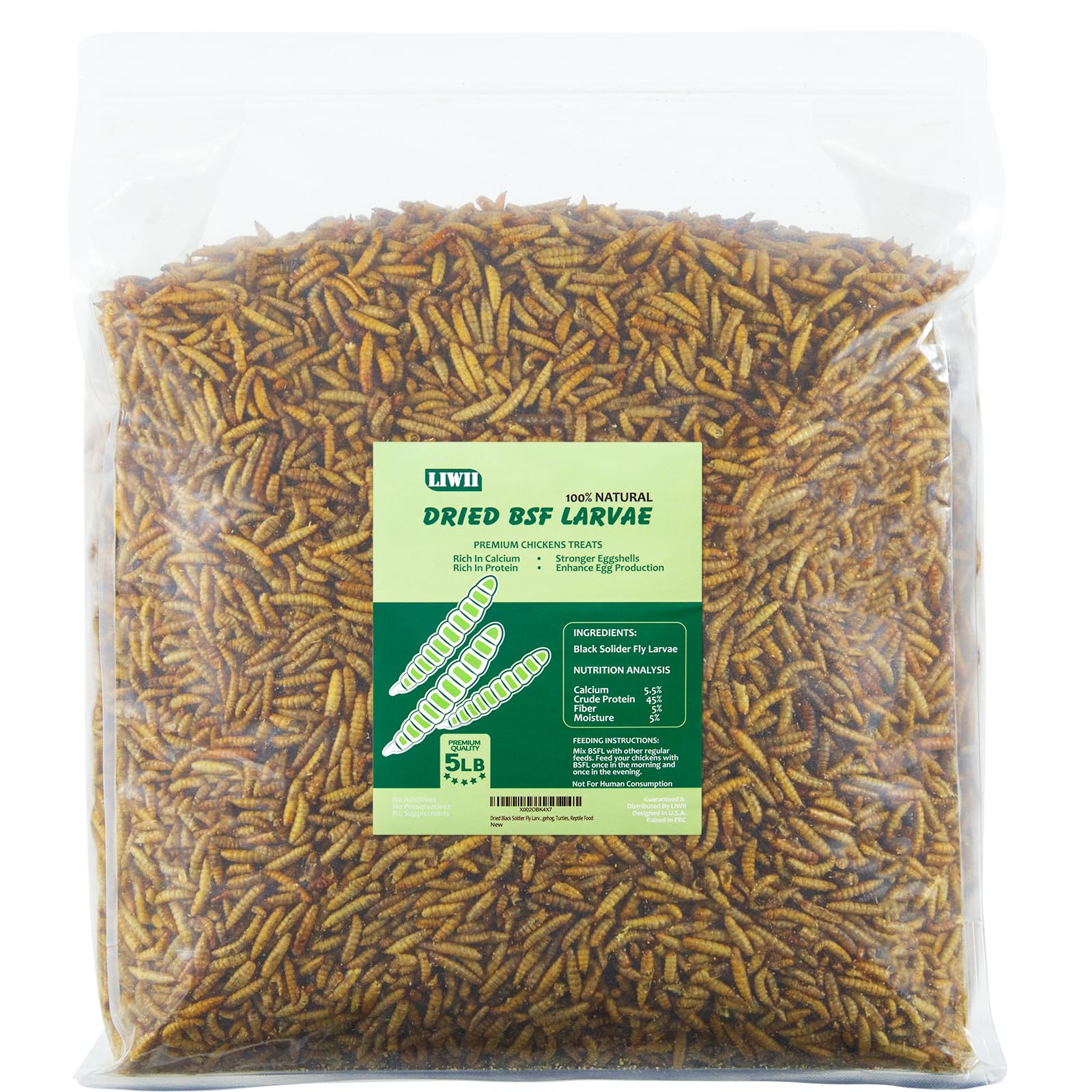 LIWII larvas mosca soldado negra – empaque visible, proteína natural para aves