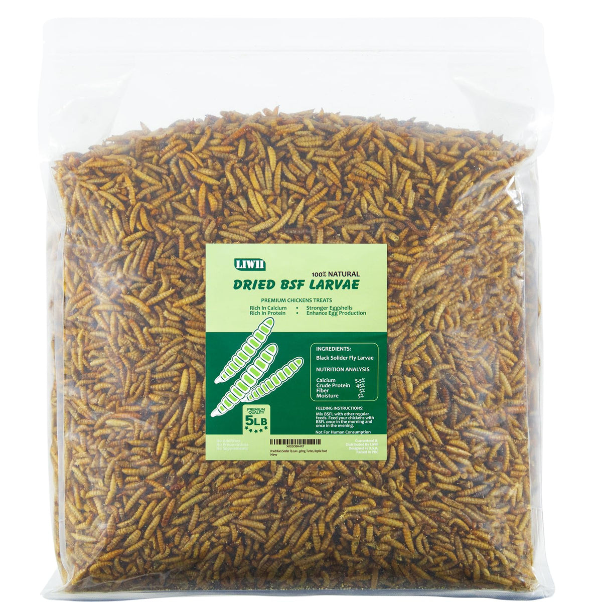 LIWII larvas mosca soldado negra – empaque visible, proteína natural para aves