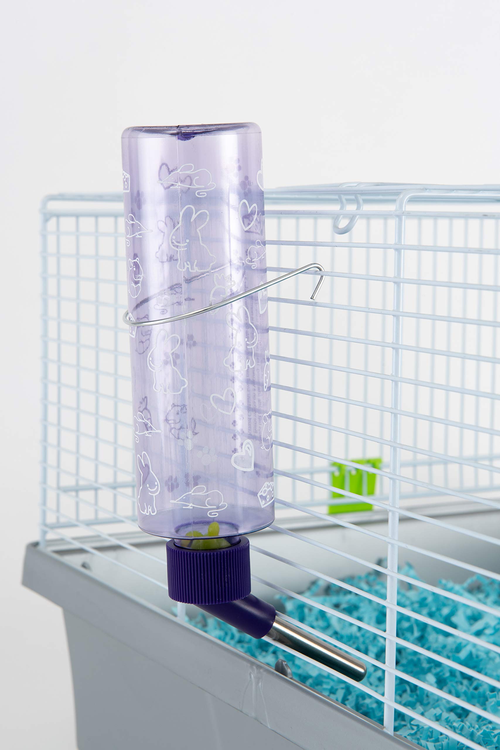 Diseño transparente de la botella Lixit violeta para ver el consumo de agua.