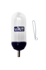 Lixit botella de agua para jaula con montaje lateral, instalación rápida y estable.