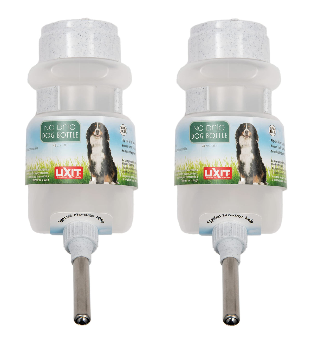 Lixit Top Fill 44 oz en blanco, sin goteo para perros grandes.