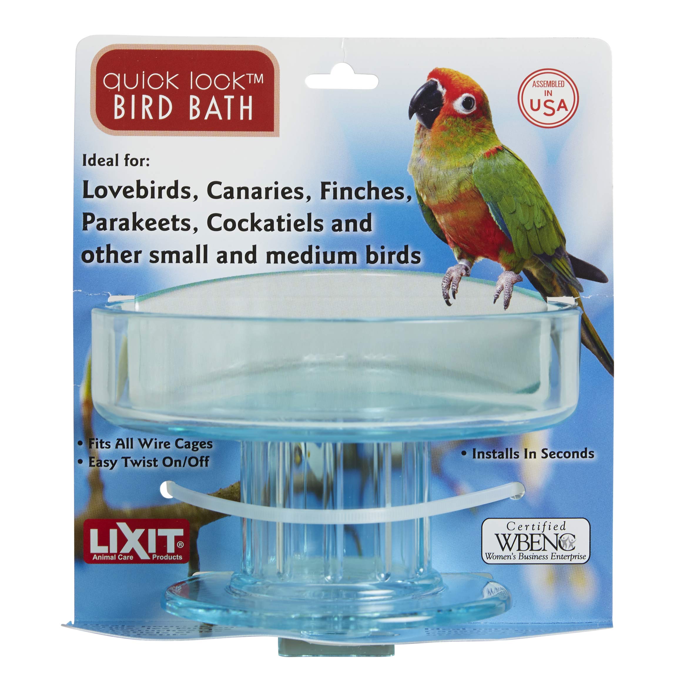 Lixit Quick Lock Baño jaula aves bebedero y baño en uno