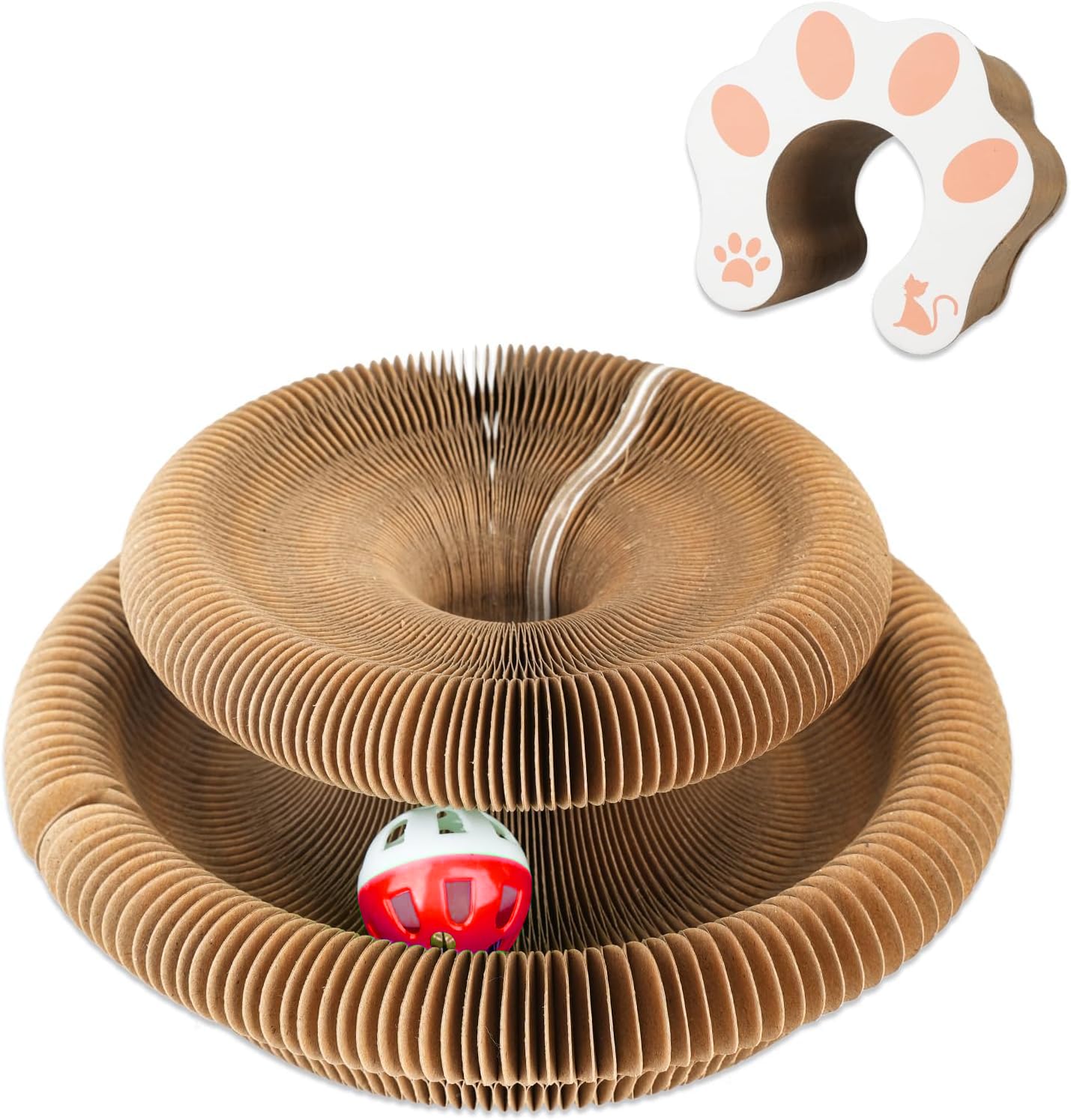 Lktvys Kitty Curlz tablero rascador acordeón con campana para ejercitar al gato