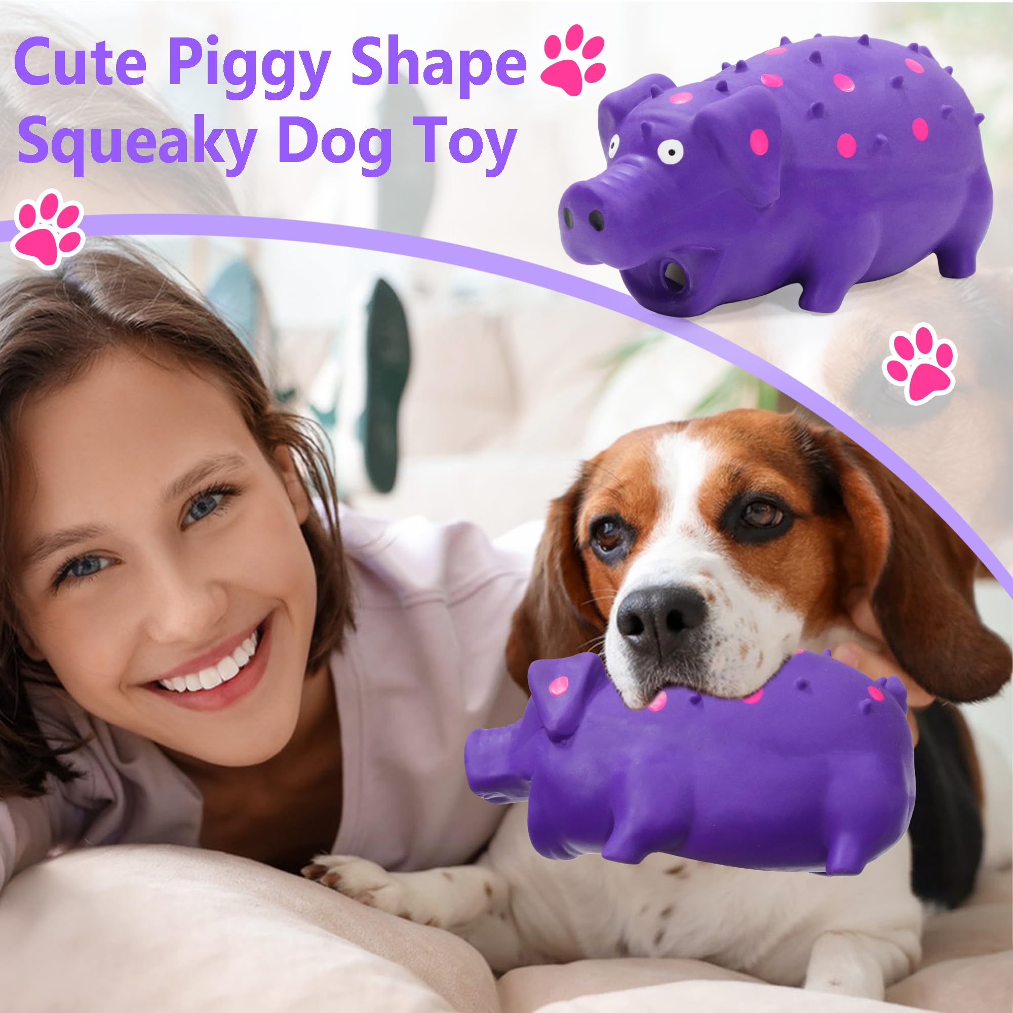 LLSPET Juguete cerdo de látex natural suave y seguro para perros