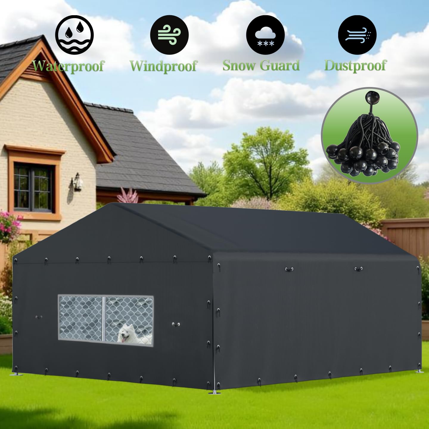 Locywx cobertura jaula perro impermeable y protección UV para el día.