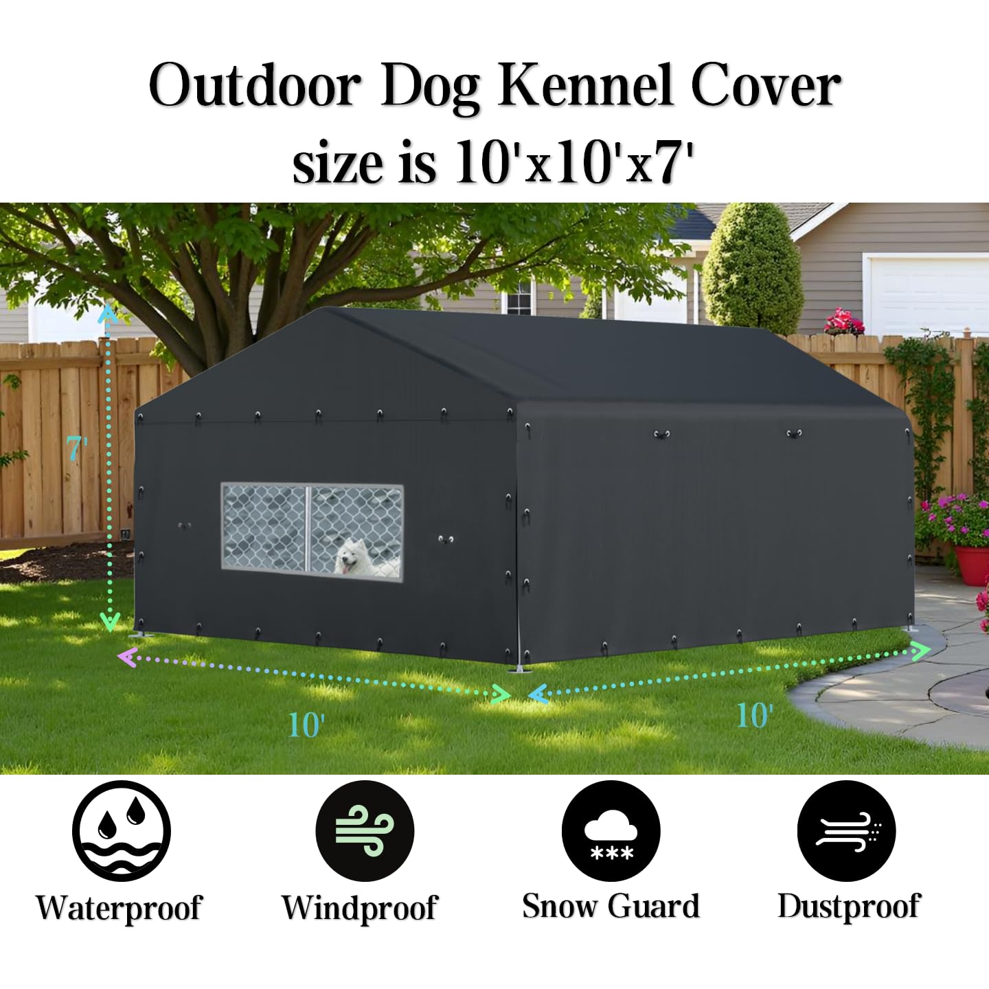 Locywx cobertura jaula perro 600D, tejido resistente para exterior.