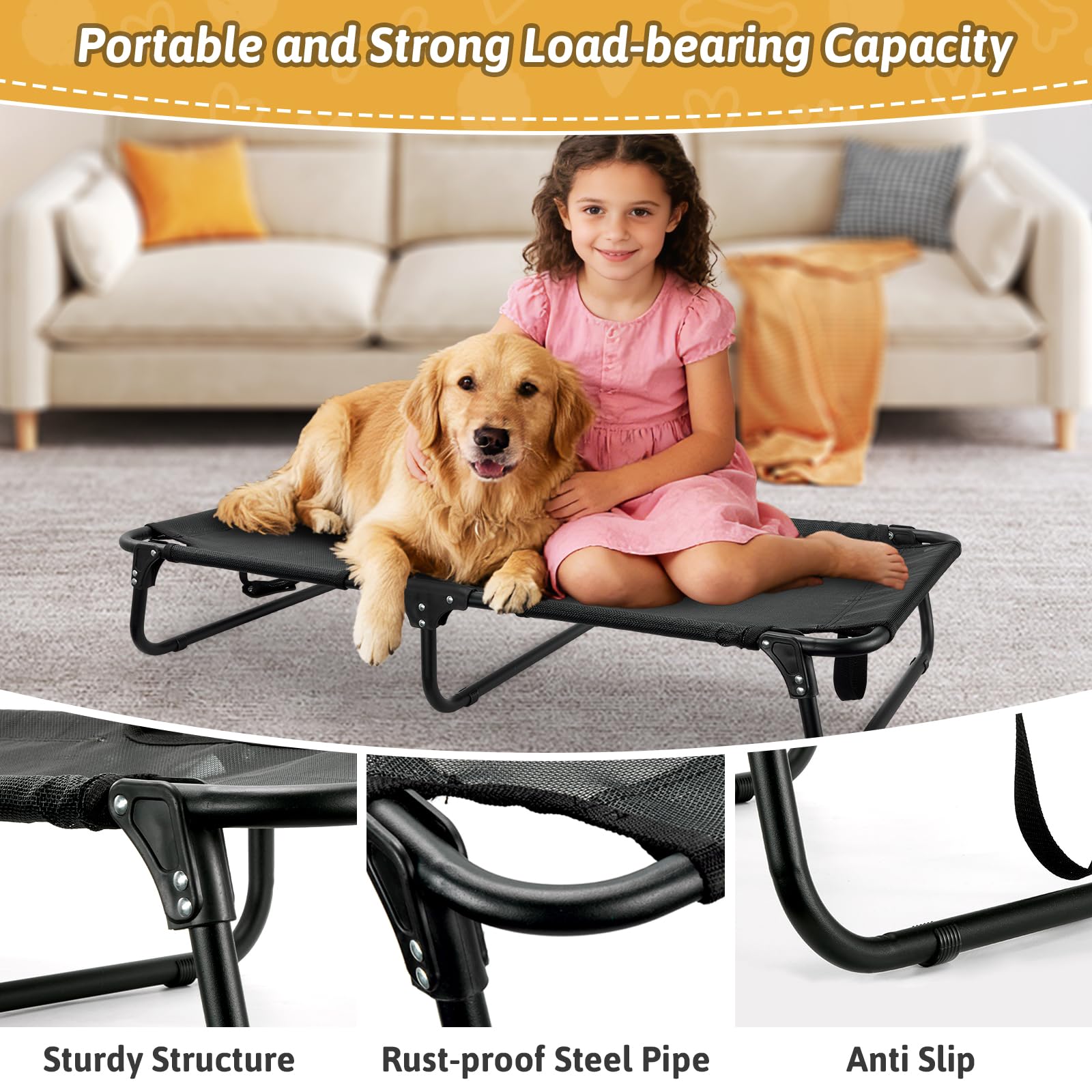Loebelle cama con capacidad de 200 lb, apta para perros grandes.