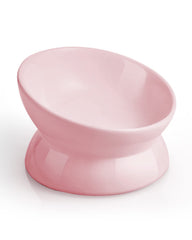 LoeJan cuenco elevado para gato rosa de 5 onzas, facilita comer cómodo.