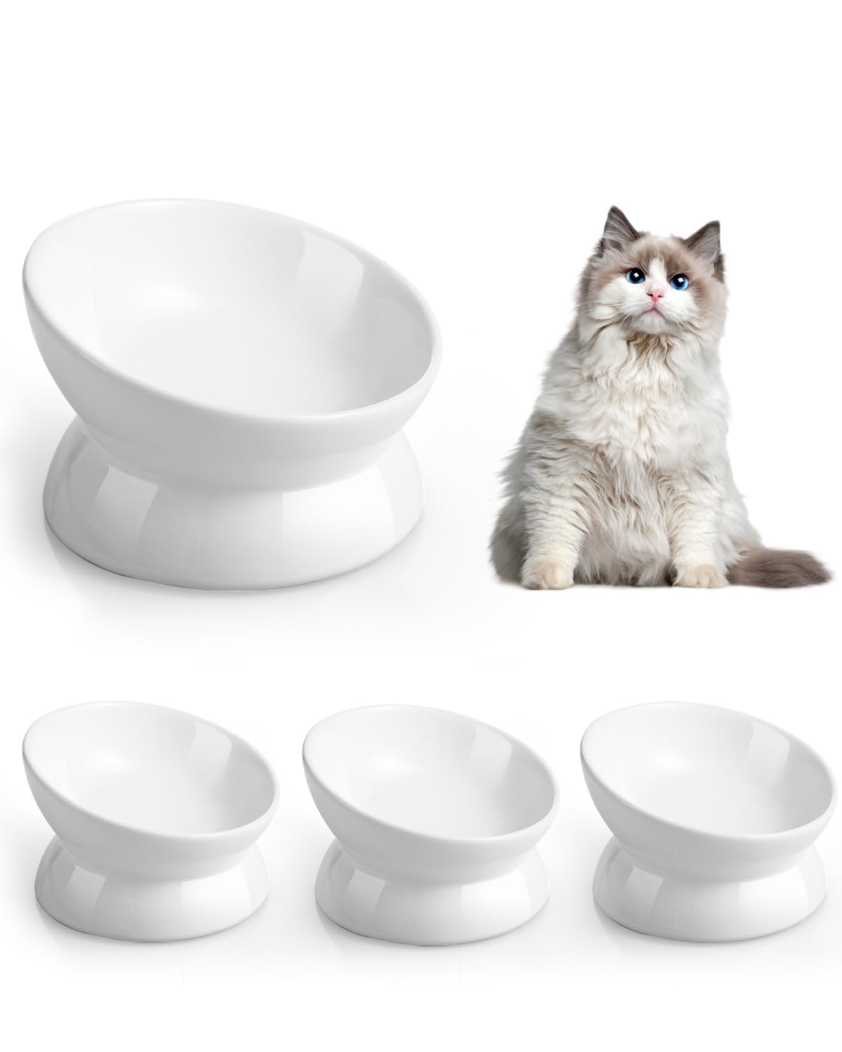 LoeJan tazón elevado para gatos, enfoque en altura para comer cómodo