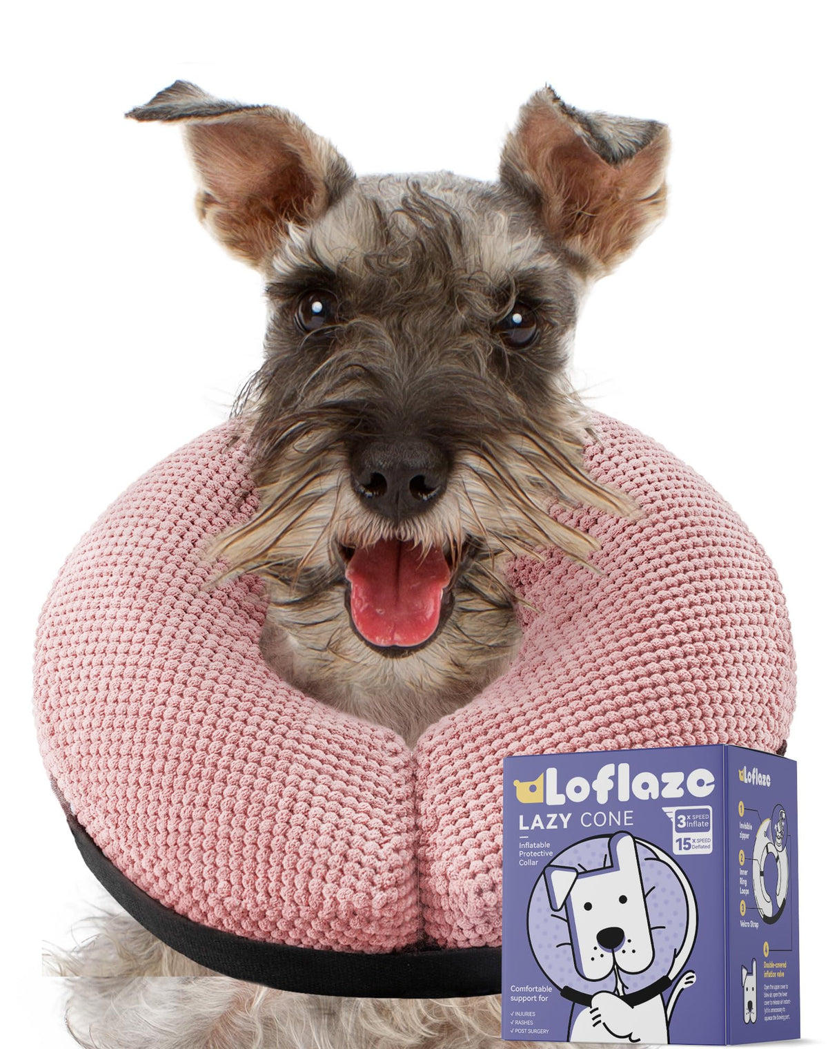 Loflaze collar inflable para perro con movimiento libre durante la recuperación