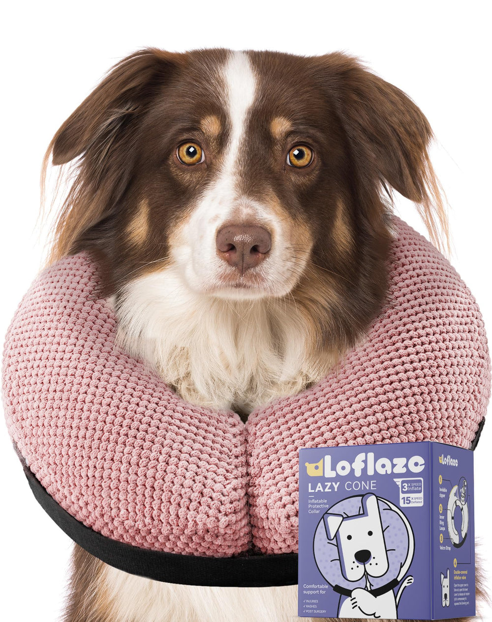 Loflaze cono inflable para perro rosquilla, libertad de movimiento al comer y beber.