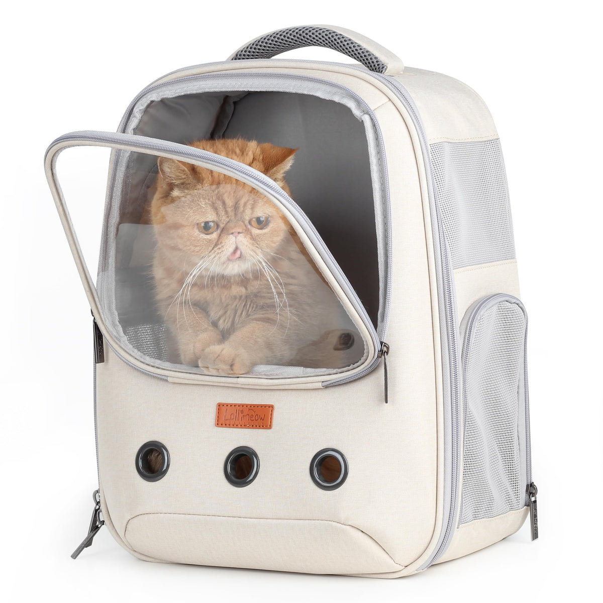 Mochila Lollimeow con burbuja y ventana frontal para paseos con visión panorámica