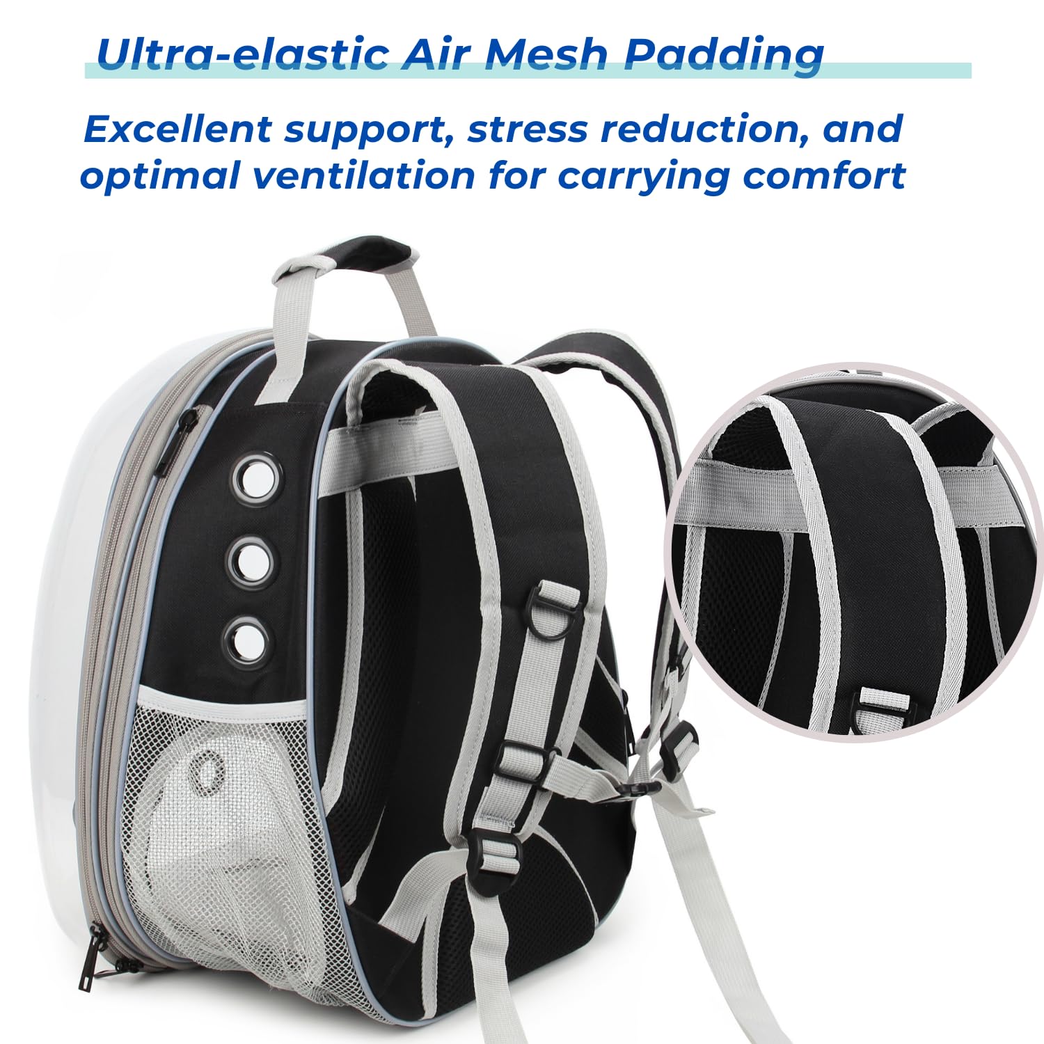 Mochila Lollimeow con diseño ergonómico y distribución de carga para paseos largos