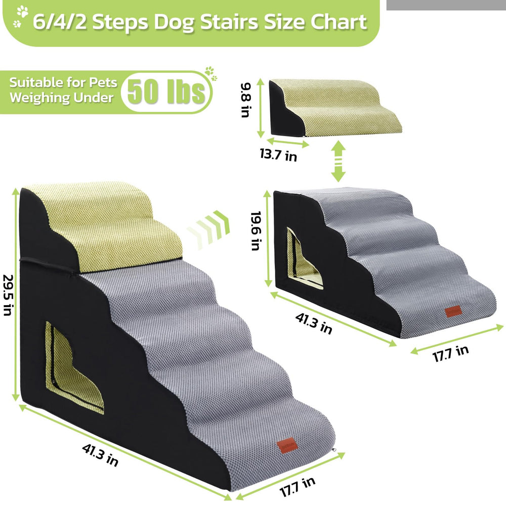 LOOBANI escaleras para perro en cama alta: configurables en dos niveles para adaptarse.