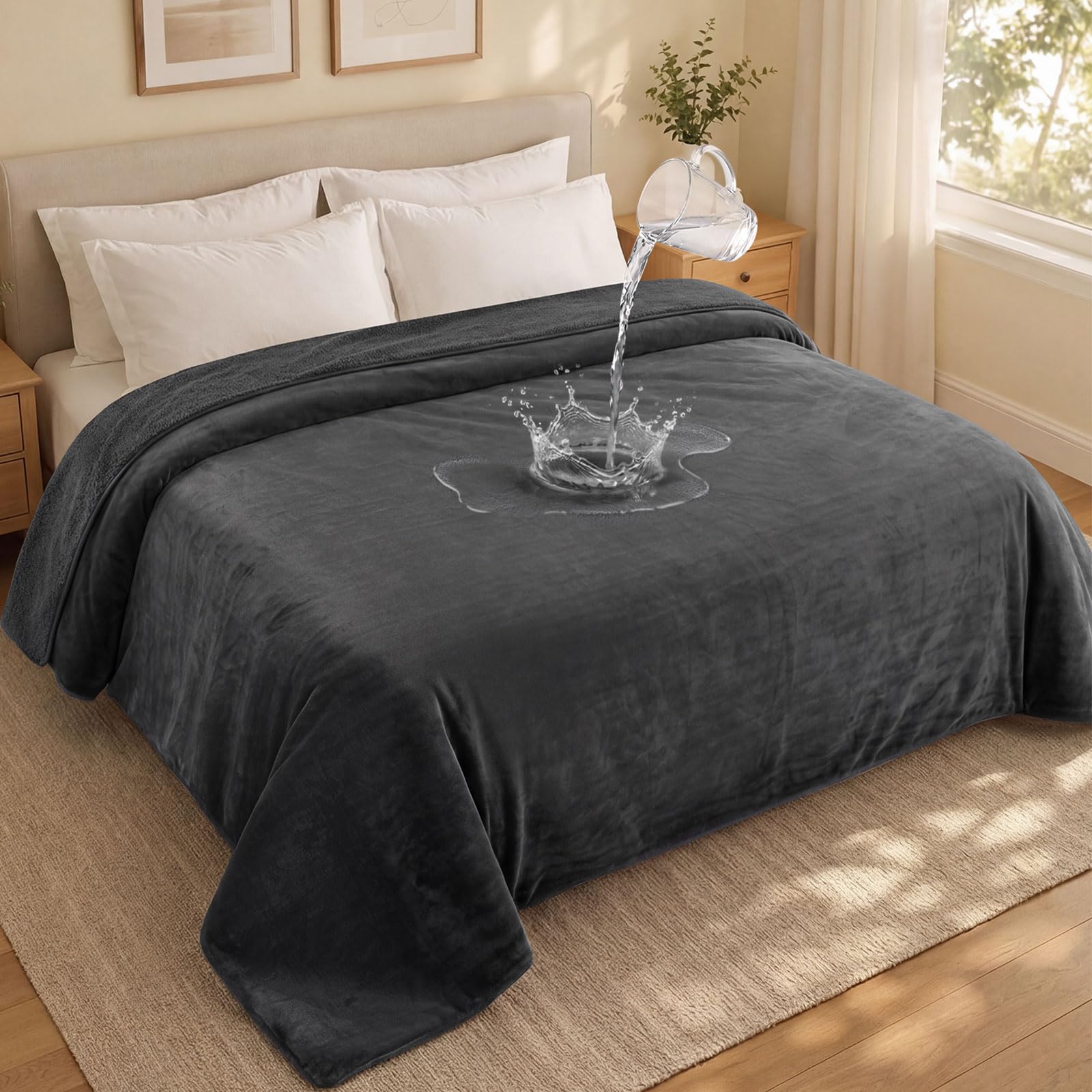 LOOBANI manta impermeable doble cara en franela para cama y sofá, protección suave