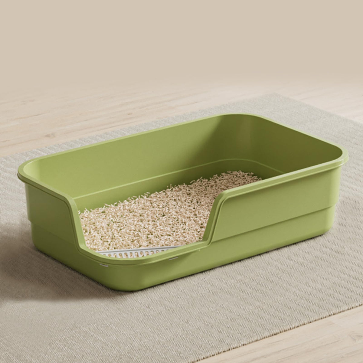 LoopTime caja de arena para gatos con entrada baja, acceso cómodo.