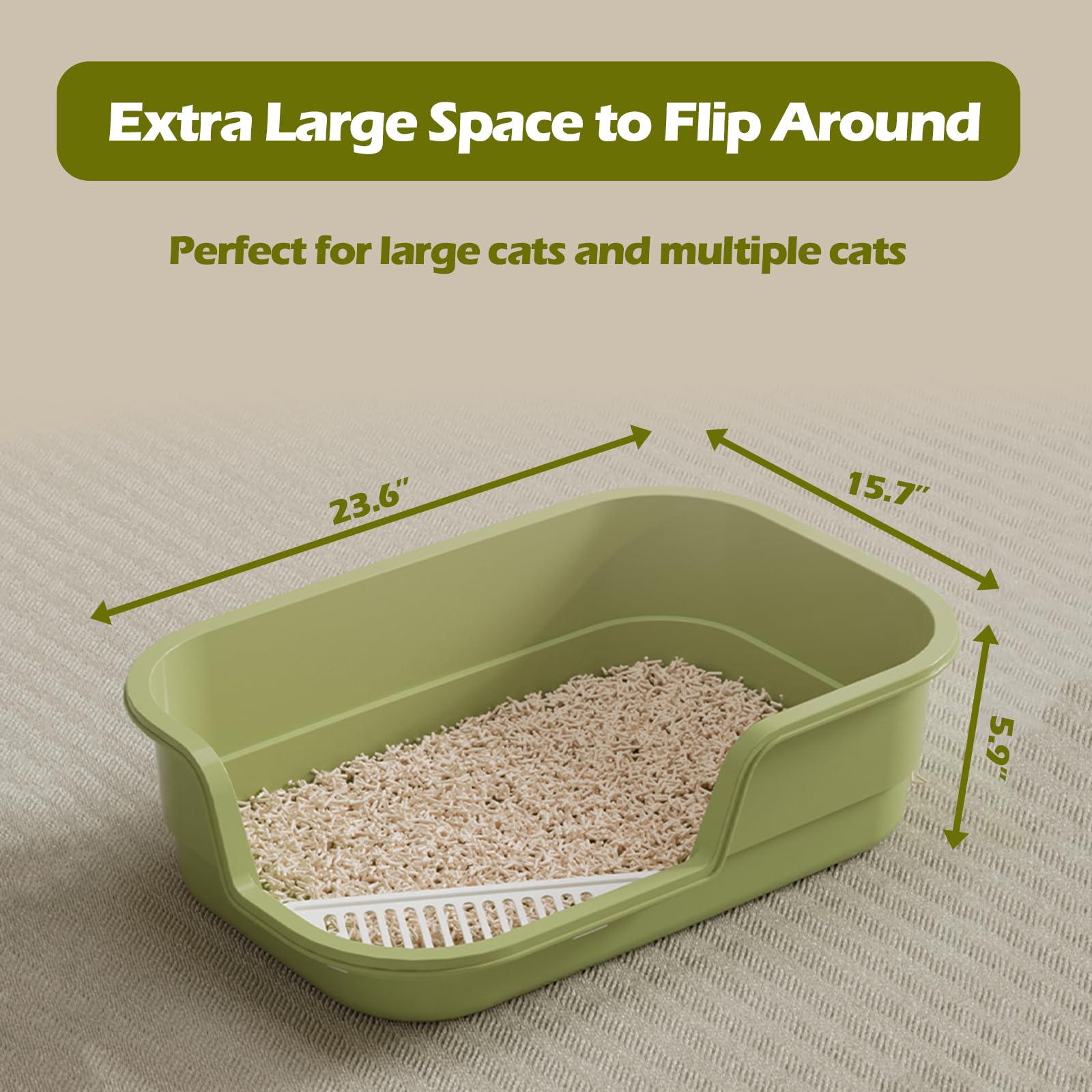 LoopTime caja de arena para gatos, laterales altos para contener la arena.