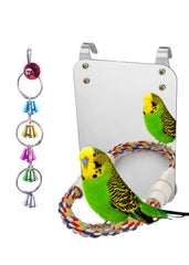 LOPERDEVE espejo-ave 7 pulgadas con percha de cuerda, estimula juego seguro