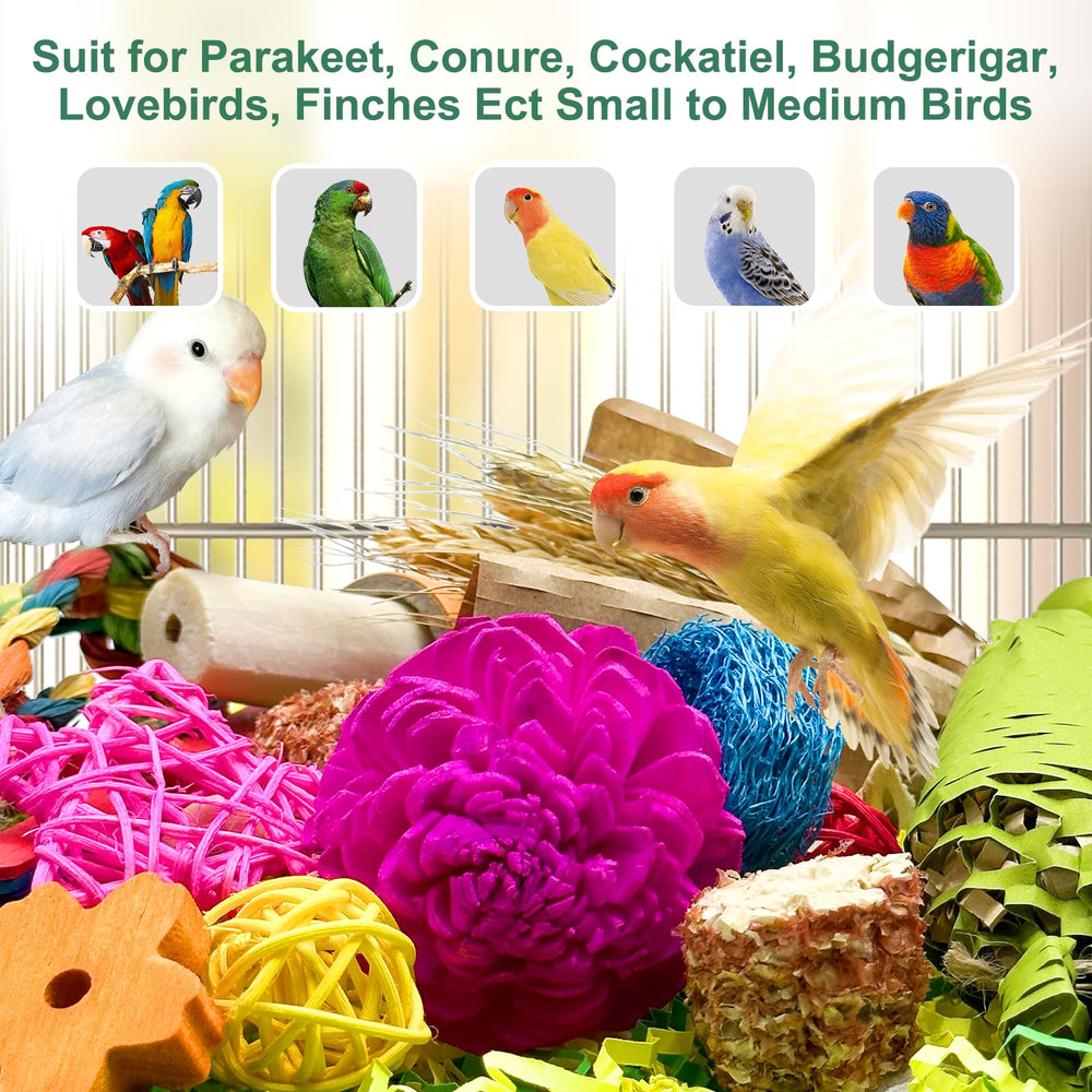 Juguete LOPERDEVE con caja de sorpresas para aves pequeñas.