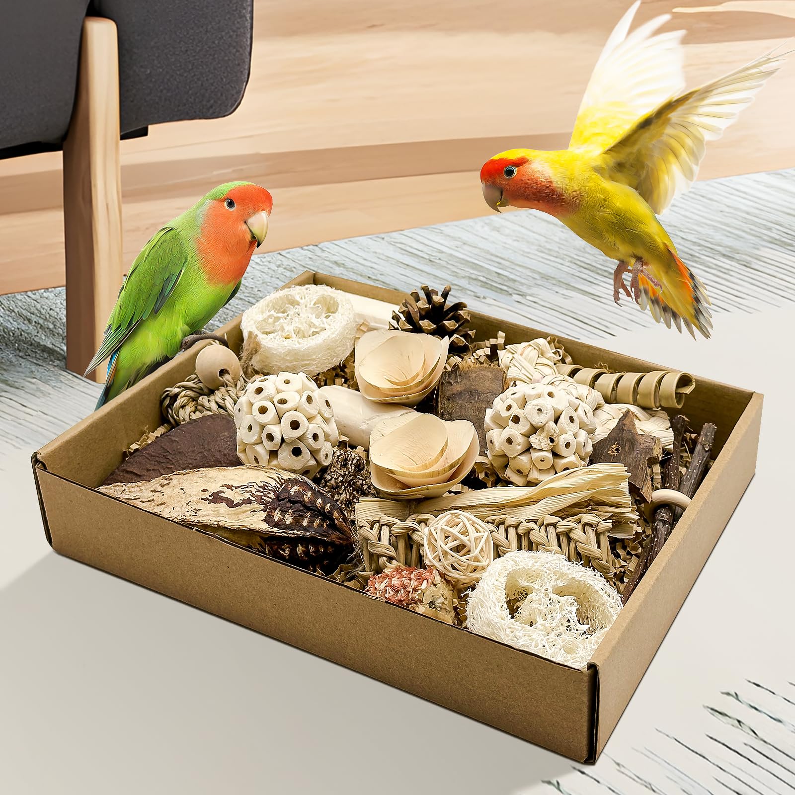 LOPERDEVE juguete masticacion aves: materiales seguros para morder sin riesgos