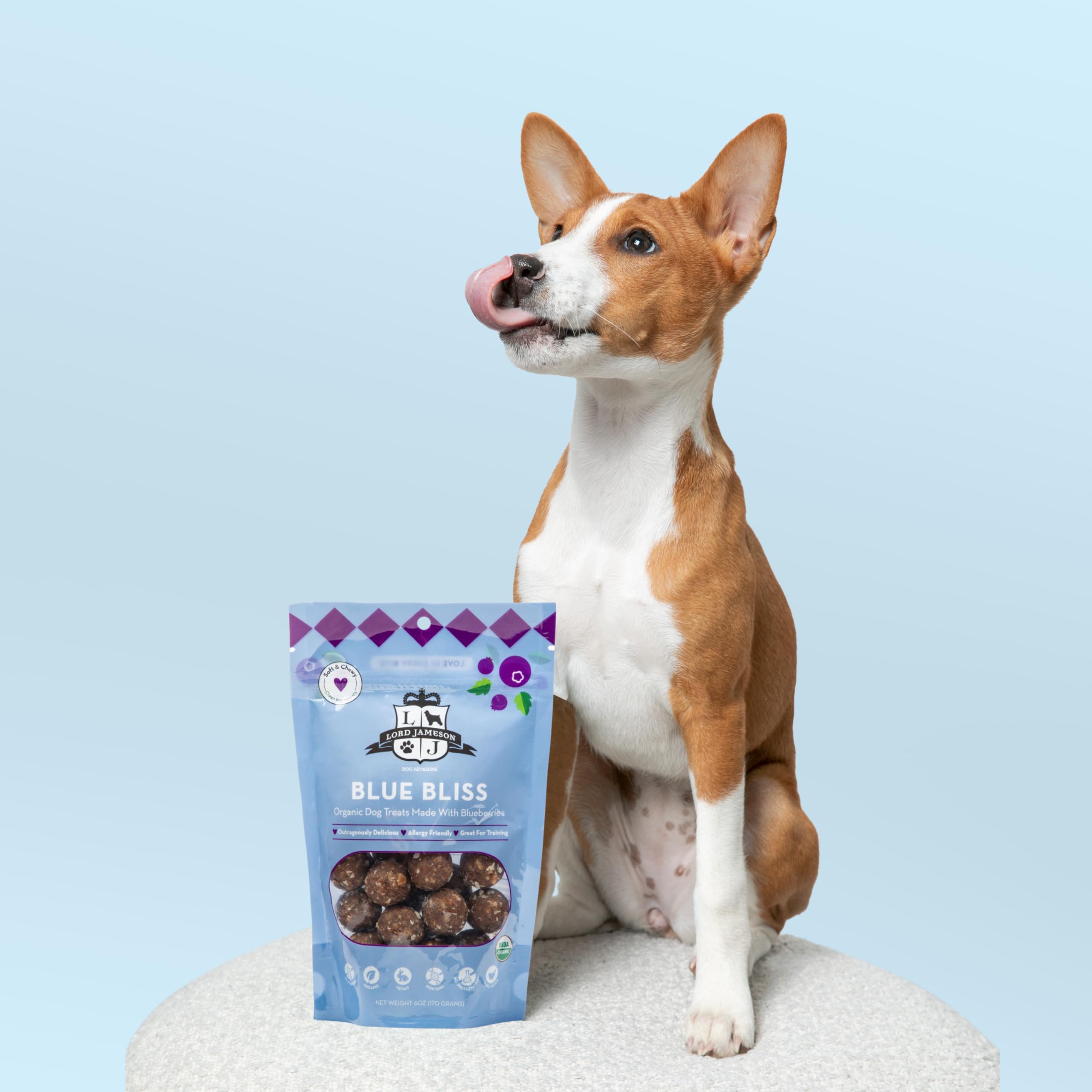Sans gluten, friandise Lord Jameson Blue Bliss adaptée aux chiens sensibles.
