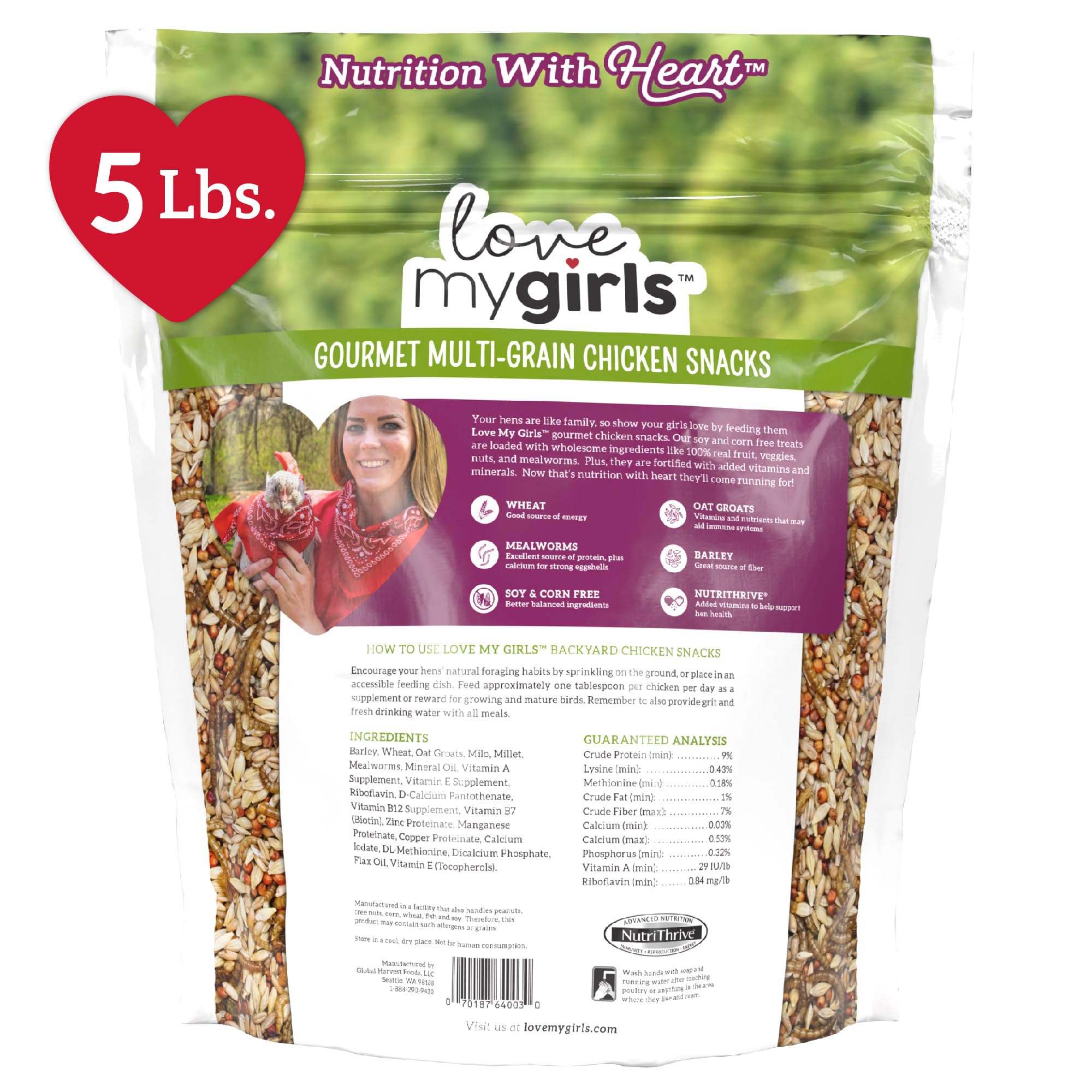 Love My Girls Snacks: mezcla cebada, trigo, avena y mijo para energía sostenida.
