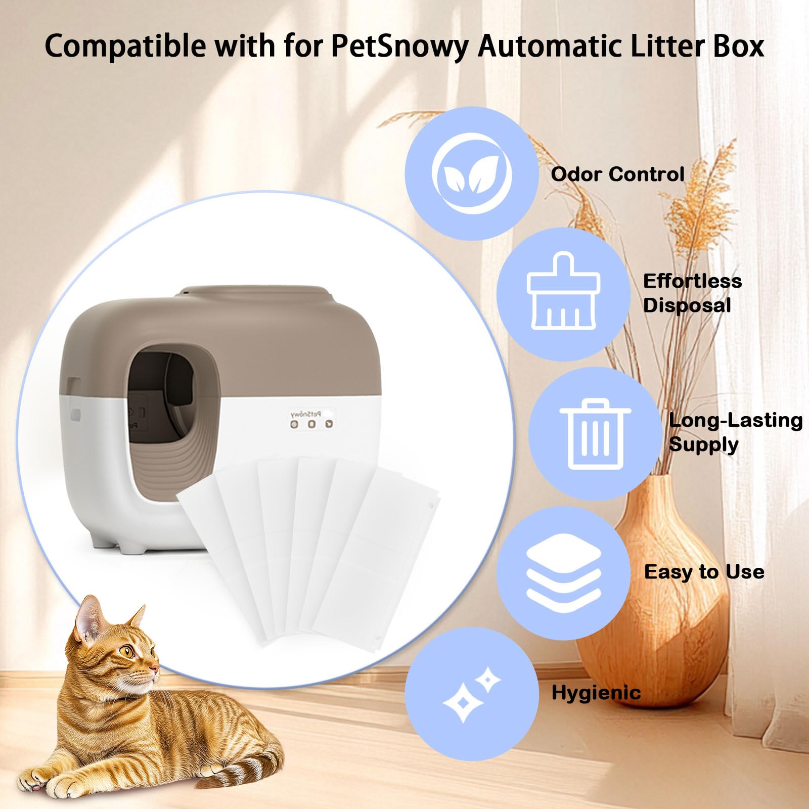 Loveishere bolsa para caja de arena, control de olor para un hogar más fresco.