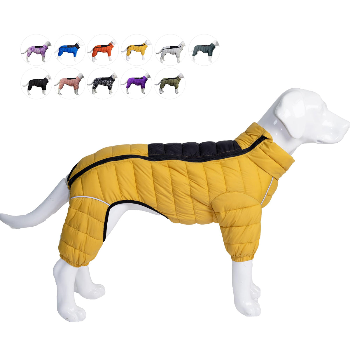 Lovelonglong chaqueta para perros de cuatro patas en amarillo mantiene al perro cálido durante paseos.