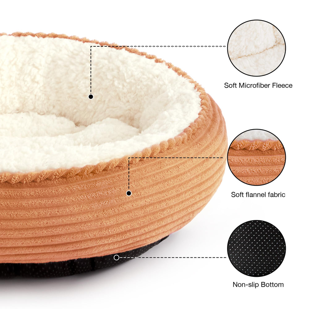 Love's cabin cama-donut-redonda, interior ultra suave para descanso reconfortante.