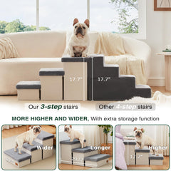 Love's cabin escalera con almacenamiento integrado para accesorios de mascotas.