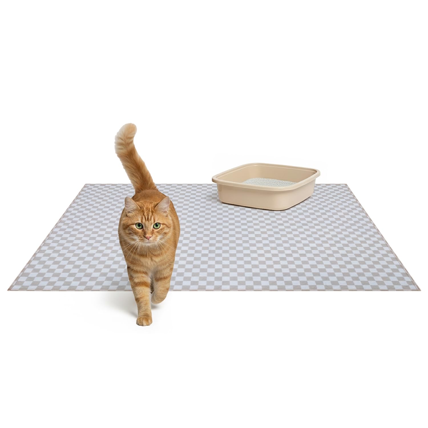 Lovewag: alfombrilla de gato 36x48 con patrón taupe, protege el suelo.