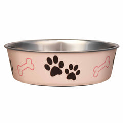 Bella Bowl Loving Pets de acero inoxidable con base antideslizante para evitar derrames.