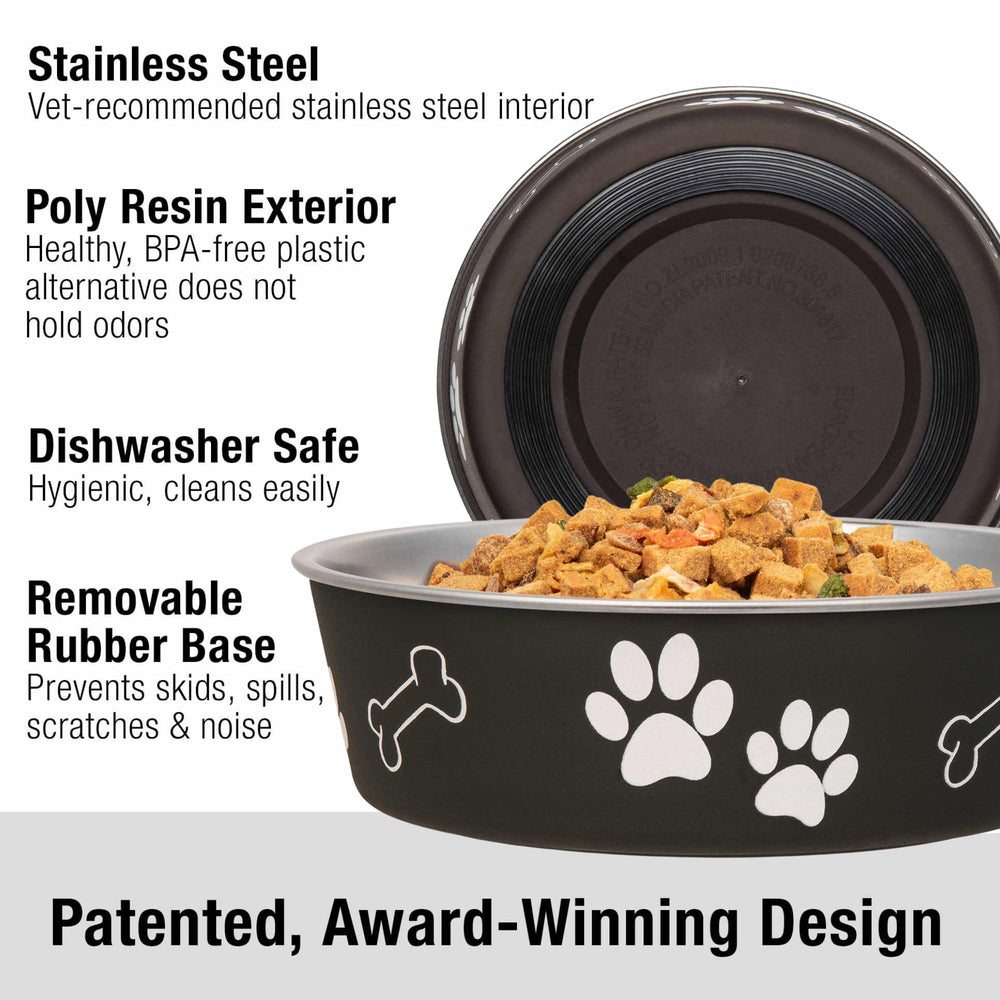 Bella Bowl de Loving Pets, exterior de resina poliresina con acabado elegante.