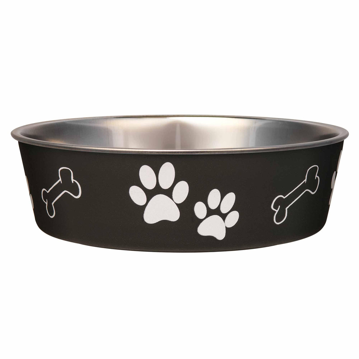 Bella Bowl de Loving Pets, interior de acero inoxidable para comida estable y limpia.