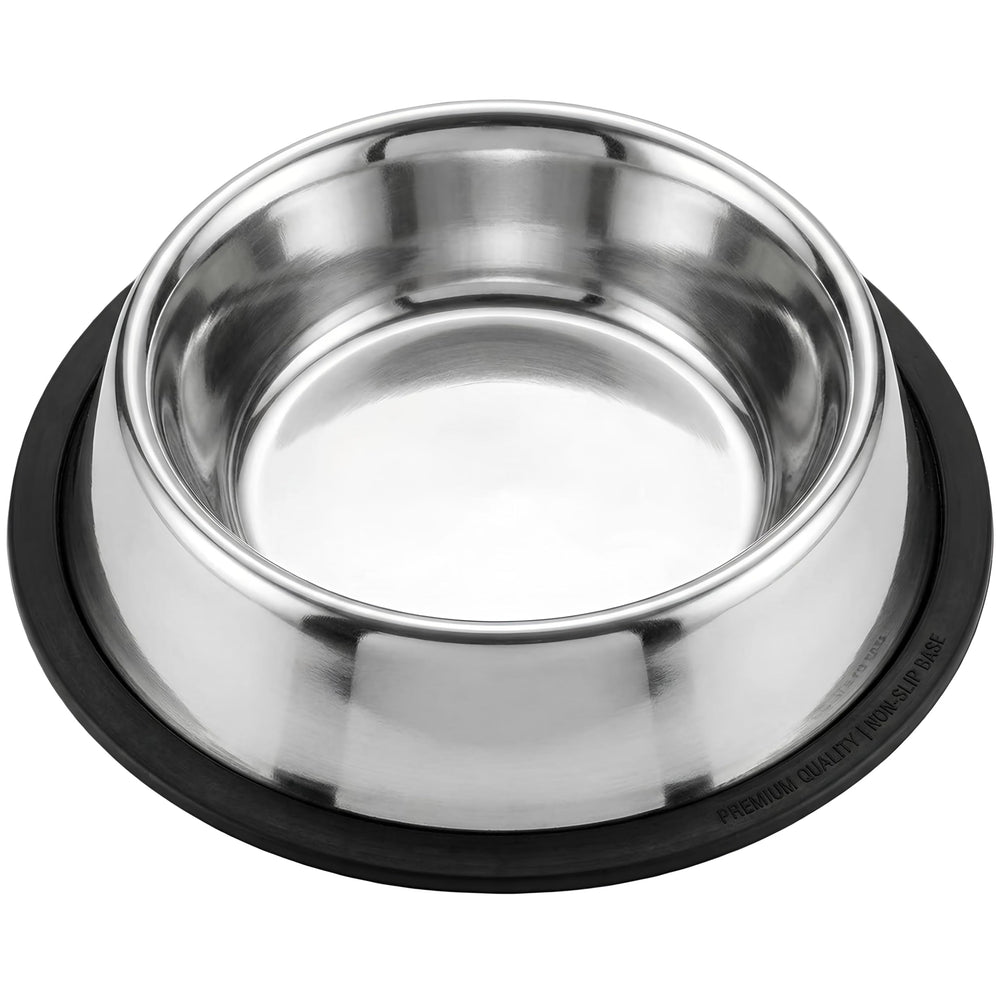 Tazón Loving Pets de acero inoxidable sin deslizamiento para comidas estables.