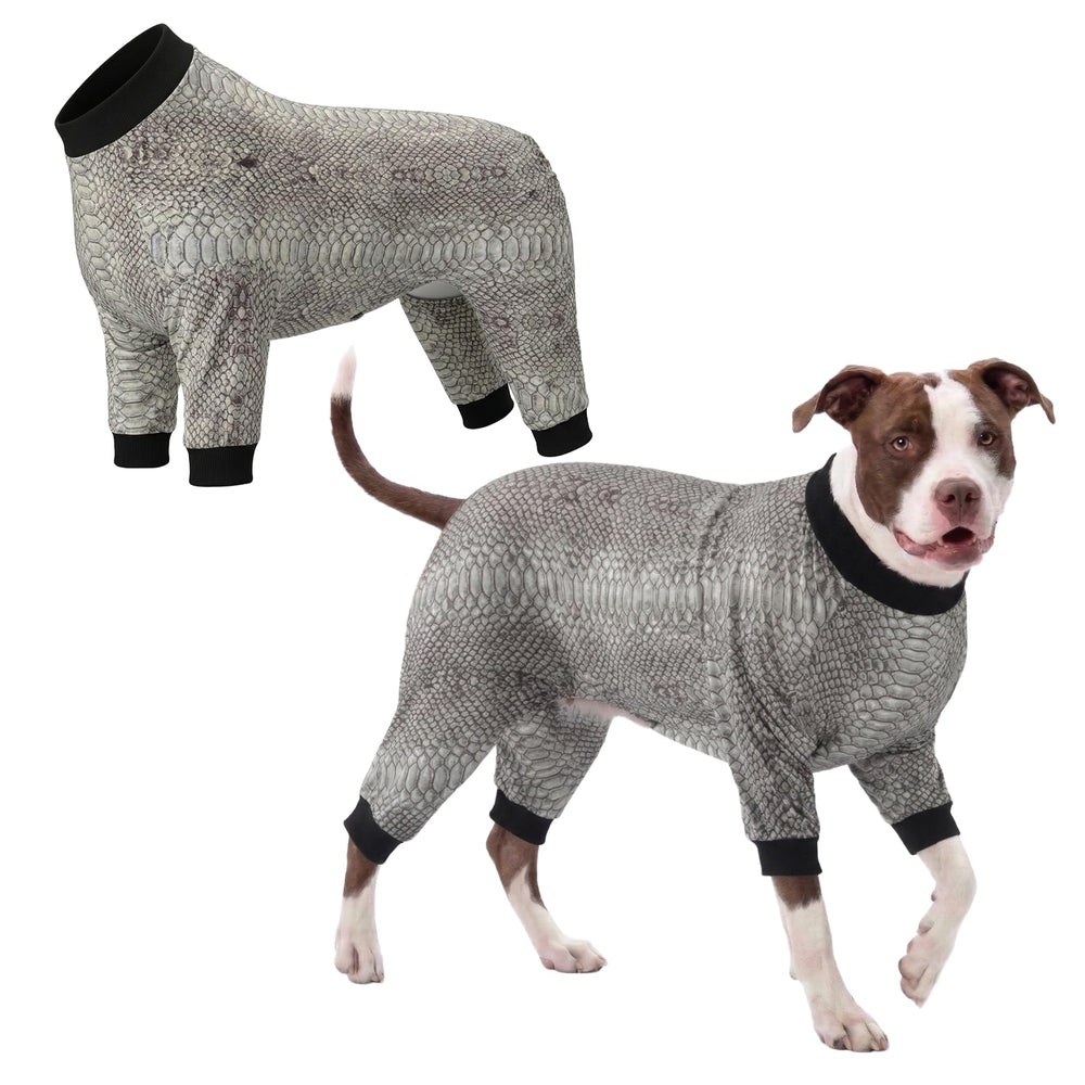 LovinPet Pijama para perro grande, vista frontal; ideal para sesiones de fotos y confort diario.