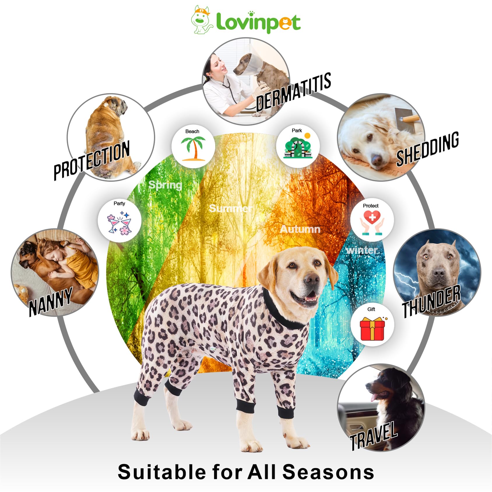 LovinPet Pijama para perro grande - patrón-animal: añade personalidad en fotos.