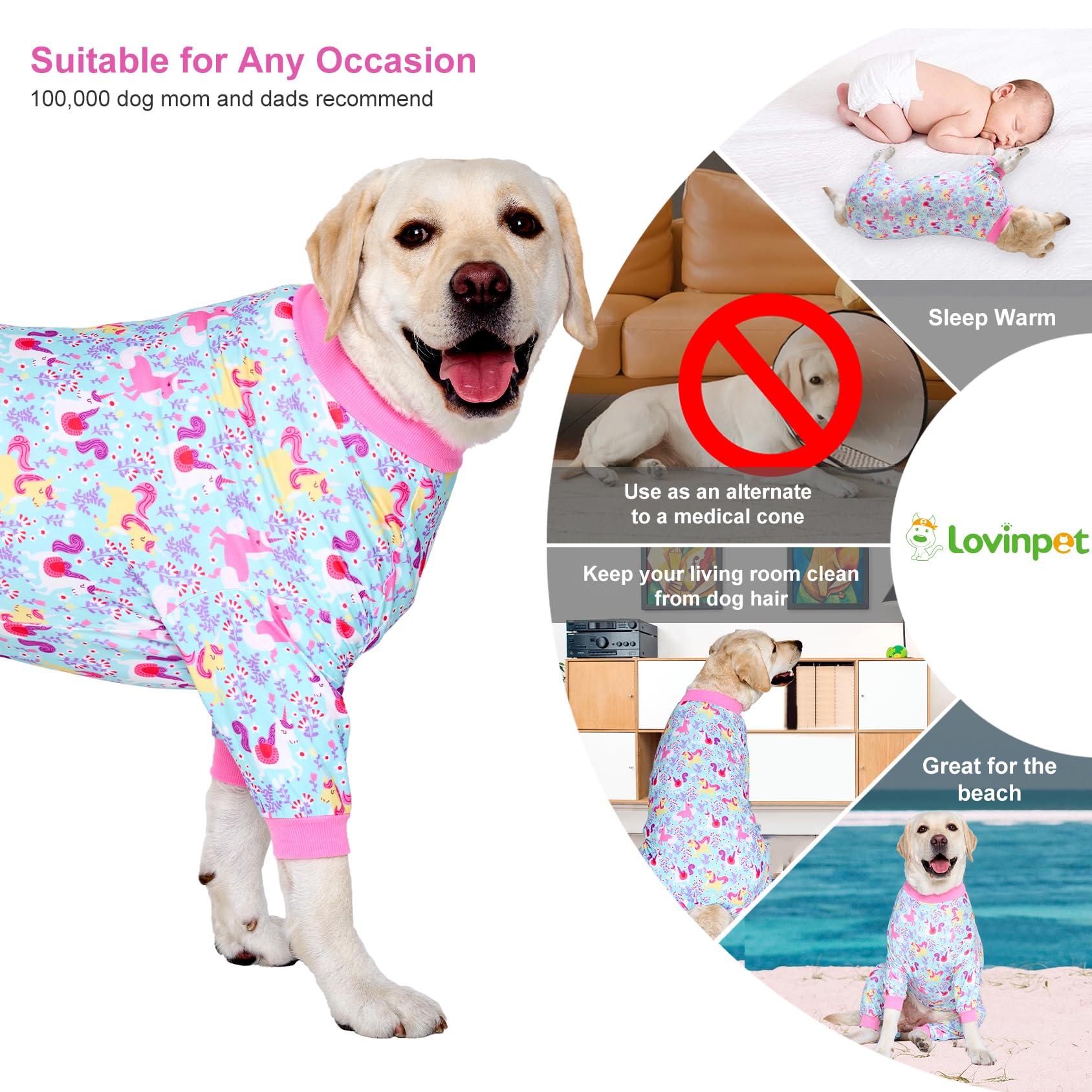 LovinPet pijamas para perros grandes, presión suave para mayor calma.