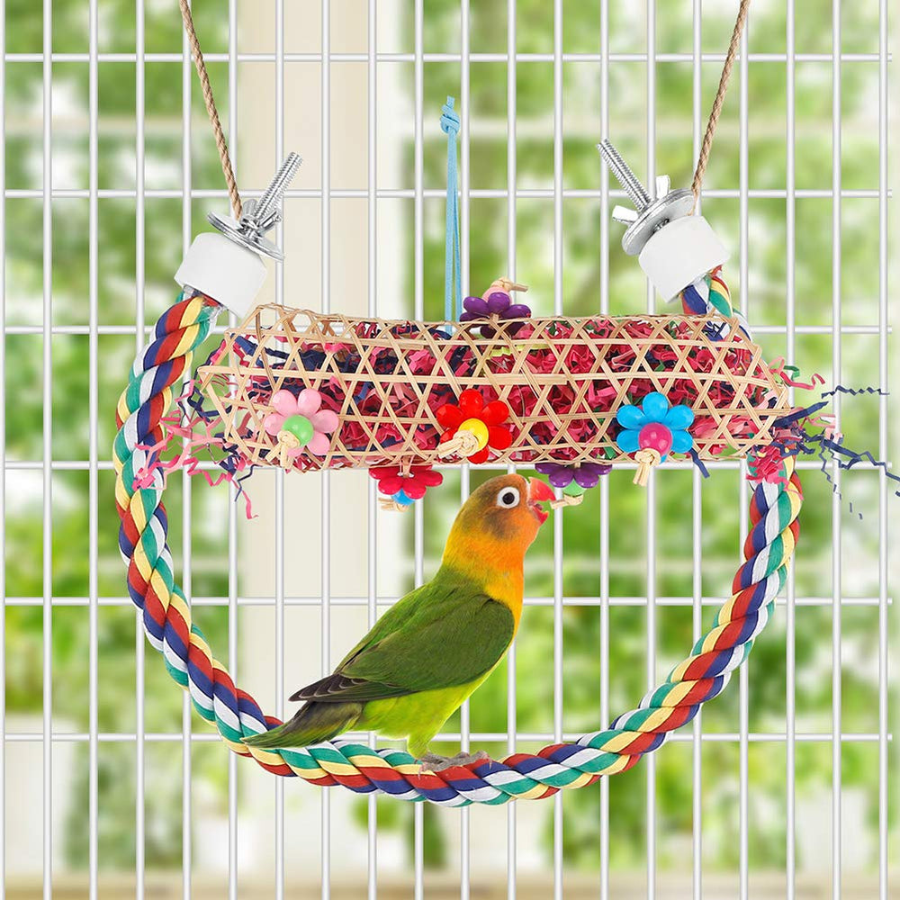 LovyoCoCo percha de cuerda colorida, fácil de fijar en jaula y activar