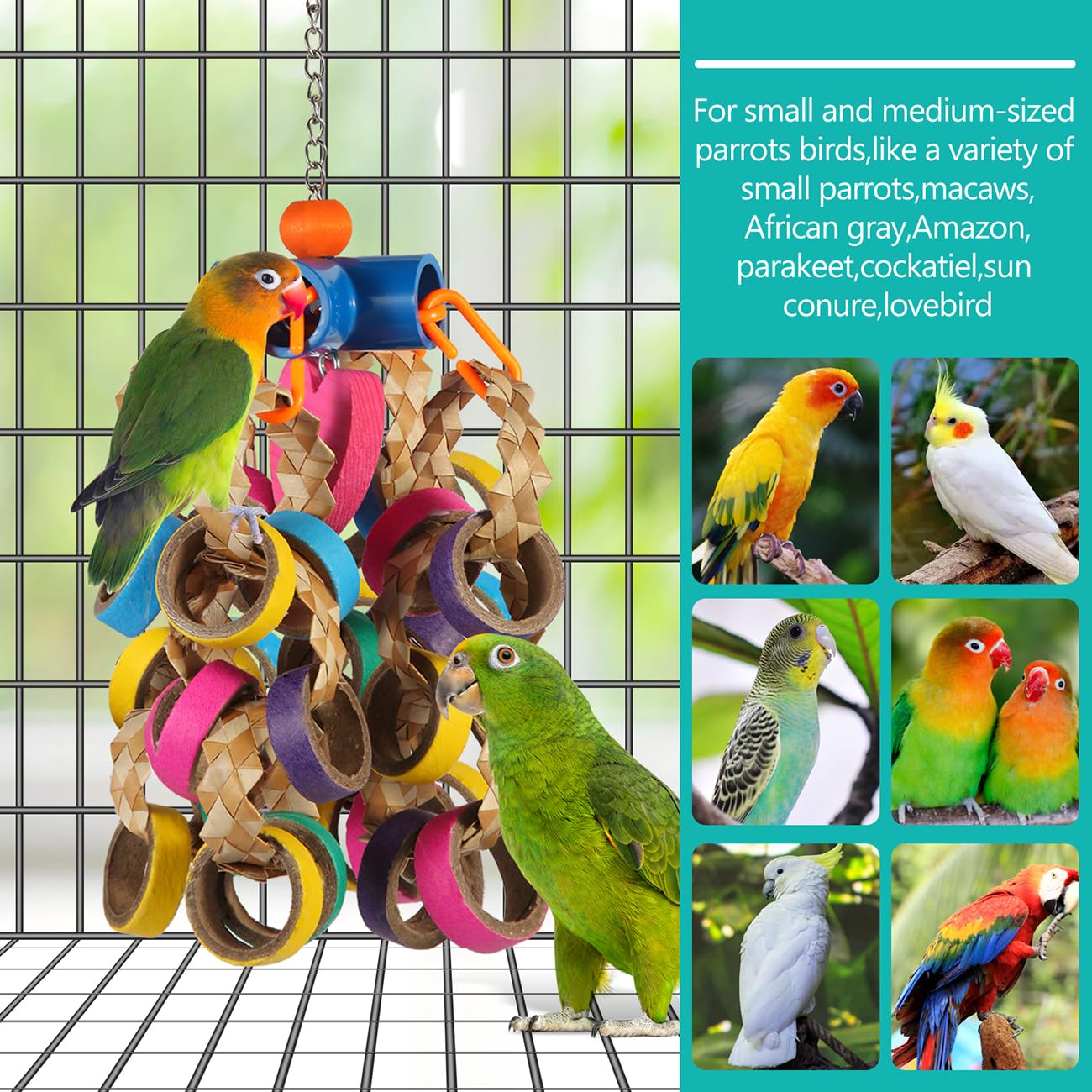 LovyoCoCo juguete colorido para aves colgante en jaula