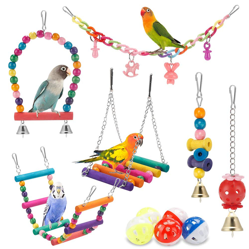 lovyoco-swing-hamac-oiseaux-couleurs: espace ludique pour grimper et se reposer dans la cage.