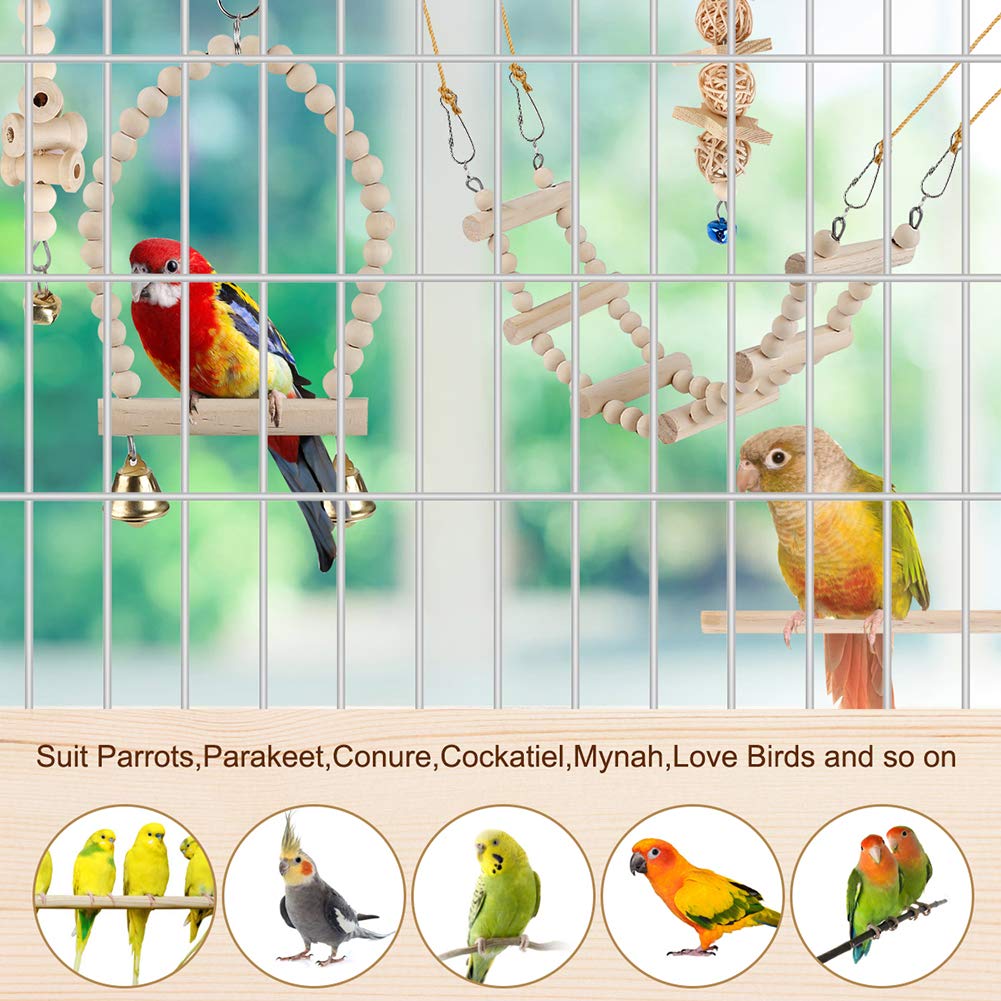 lovyocooco columpio para pajaro con campanas, estimulante sensorial