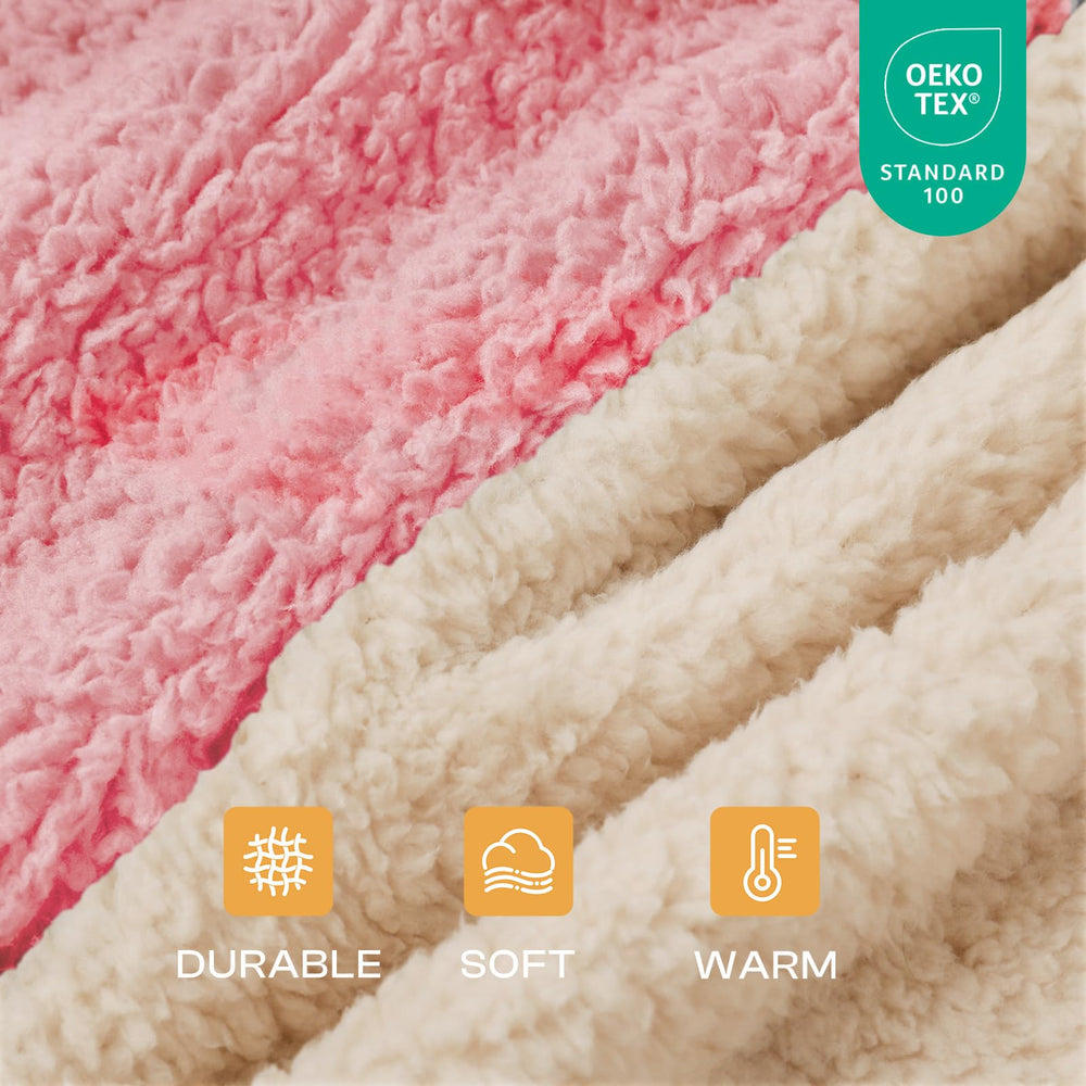 Manta Luciphia de dos caras en rosa, ideal para sofá y cama de mascotas.